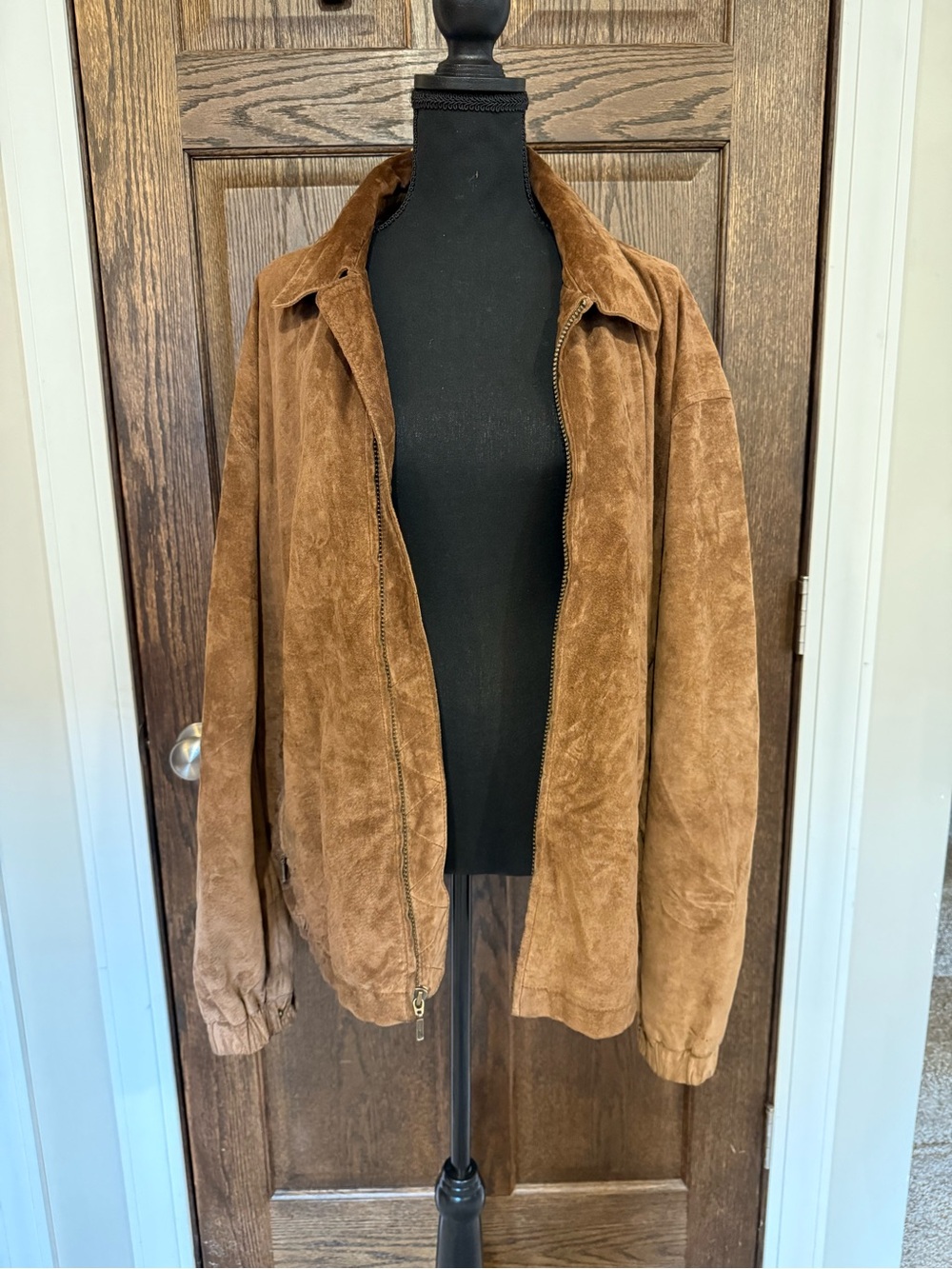 Vintage Newport Harbor Genuine Suede Leather Bomber Jacket XL Brown